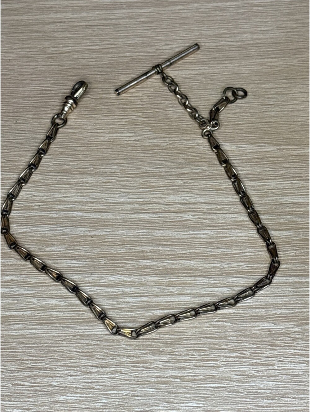 Antique Gold Tone Watch Fob Chain T Bar Pocket Watch Chain 12.5" - GW 1/10